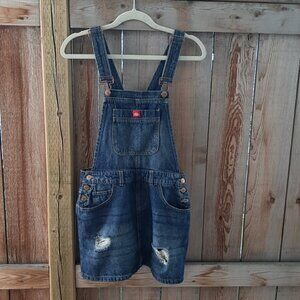 Dickies Women's Vintage Overall Denim Distressed Mini Dress Size S